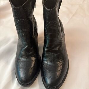 Sugar Black Textured Ankle Boots